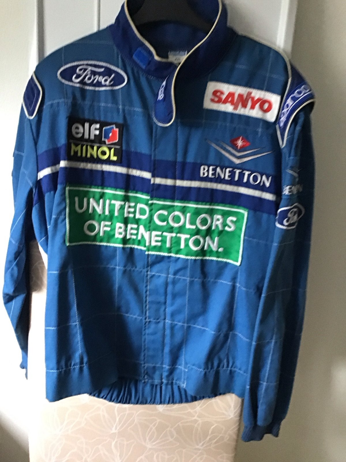 Vintage Benetton Formula 1 Racing Team Jas Sparco XXL, Ophalen, Zo goed als nieuw, Overige maten, Blauw