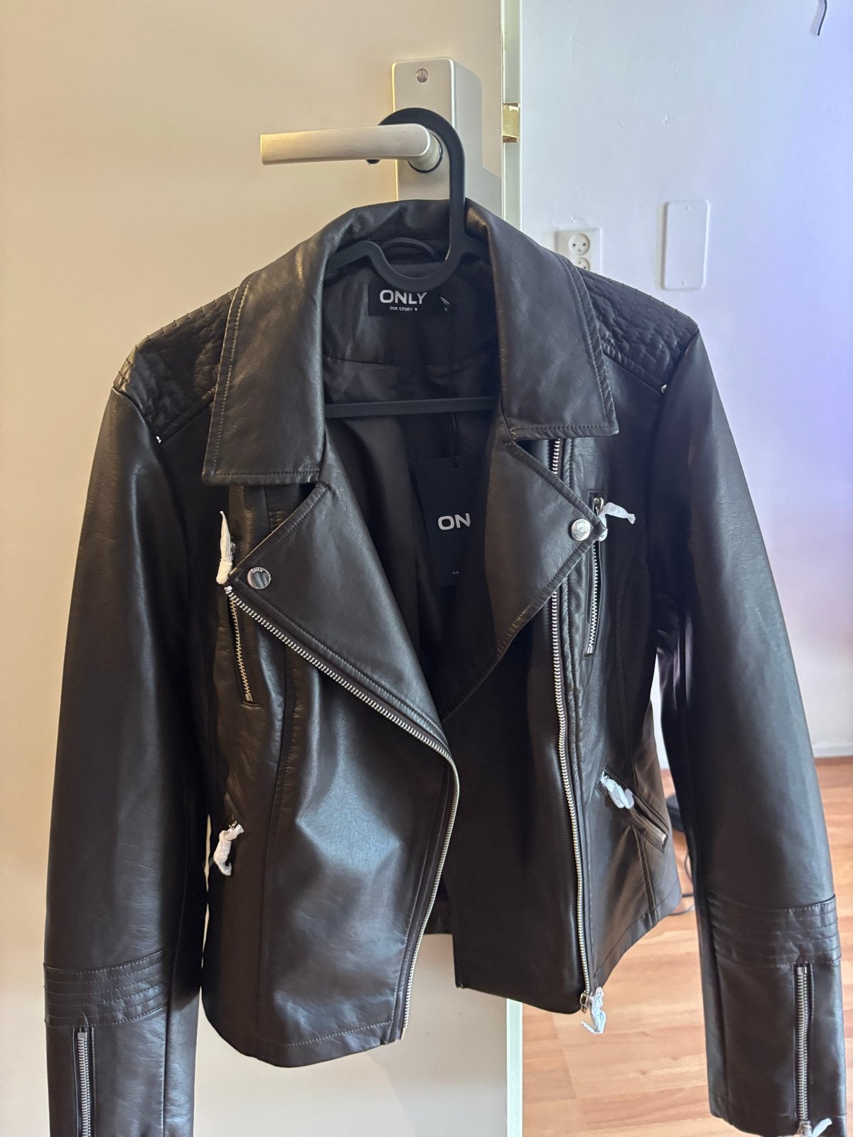 Only Nep Leren Bikerjack - Chocoladebruin, Ophalen of Verzenden, Nieuw, Maat 36 (S), Bruin
