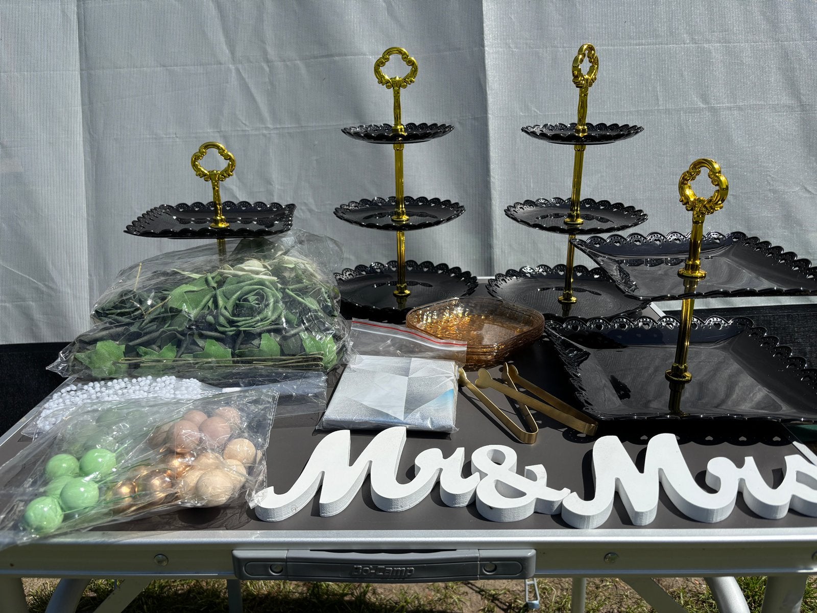 Mooie set voor bruiloft (sweets table), Ophalen of Verzenden, Zo goed als nieuw, Versiering, Geboorte of Huwelijk