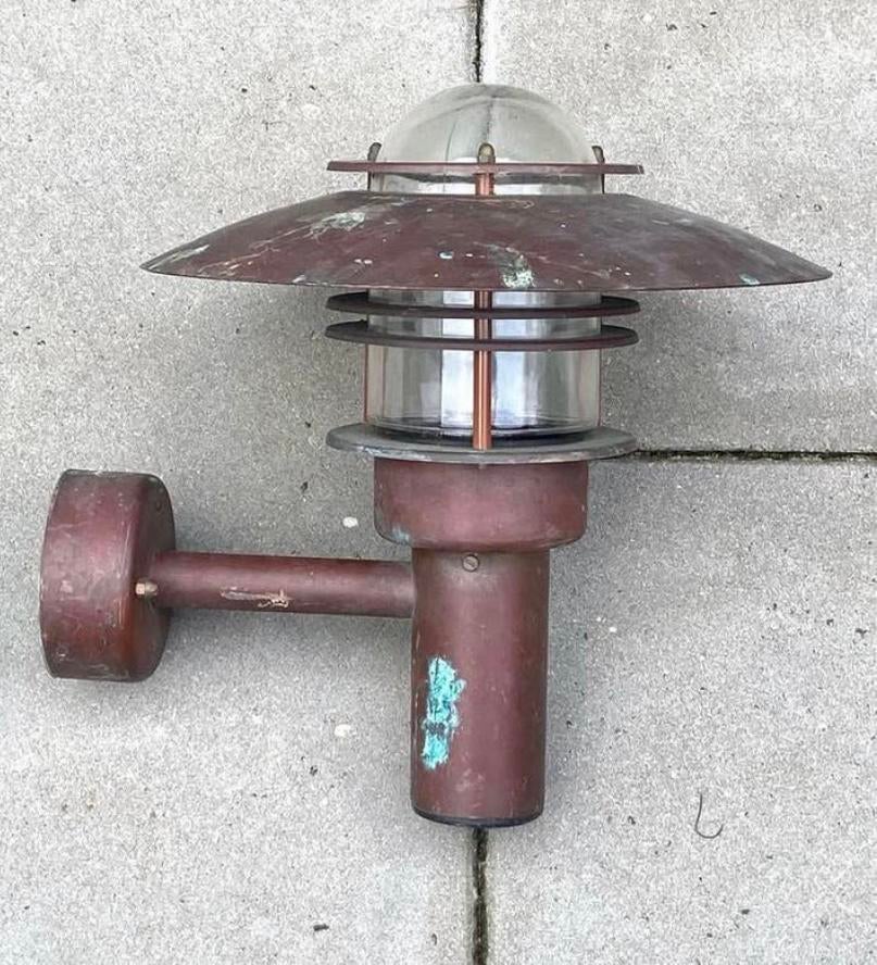 Deens design buitenlamp koper , vintage, Huis en Inrichting, Lampen | Wandlampen, Ophalen of Verzenden