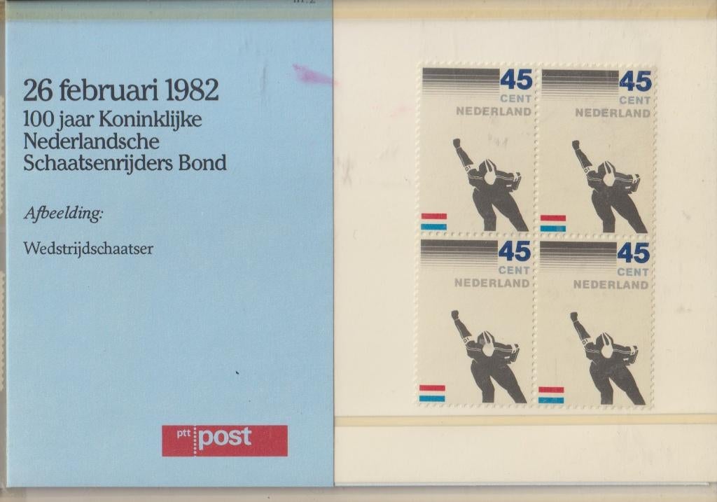 Nederland 1982 002 Presentatiemapje 100 j KNSB Schaatsen, Verzenden, Postfris, Sport
