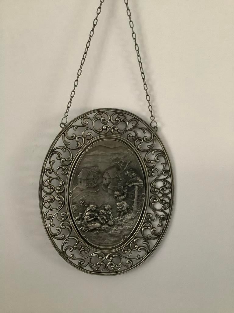 Prachtige SKS Zinn 95% plaquette muurhanger fifties, Ophalen of Verzenden