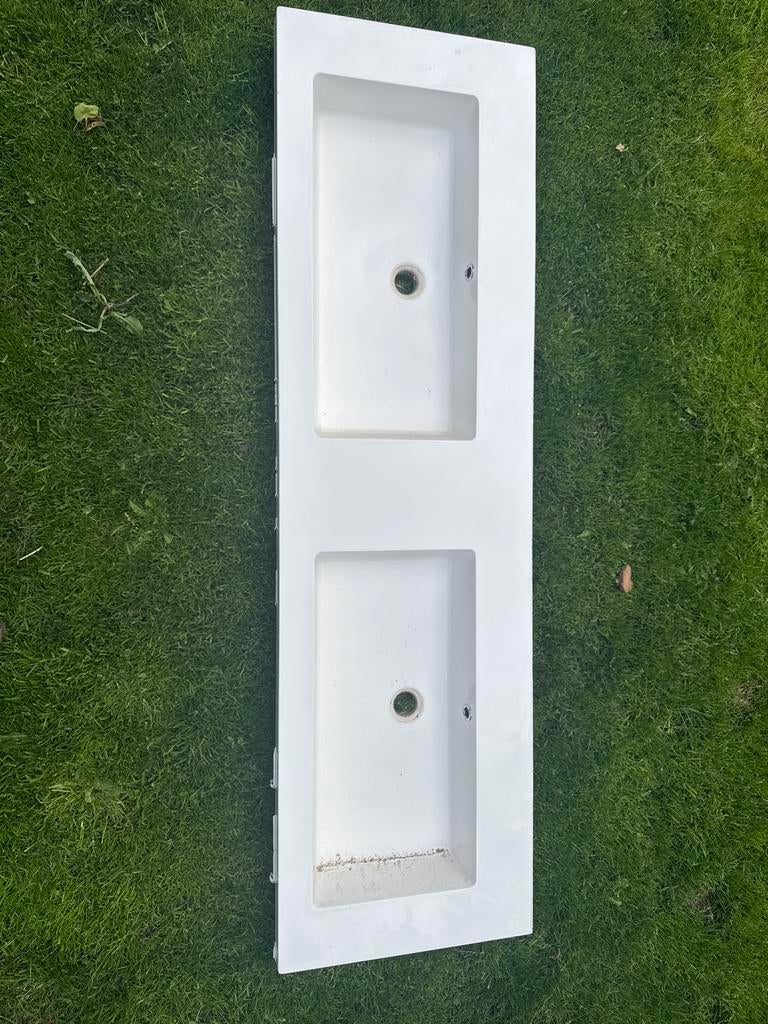 Dubbele wastafel wit - Zo goed als nieuw, Huis en Inrichting, Badkamer | Badkamermeubels, Ophalen, 100 tot 150 cm, Zo goed als nieuw