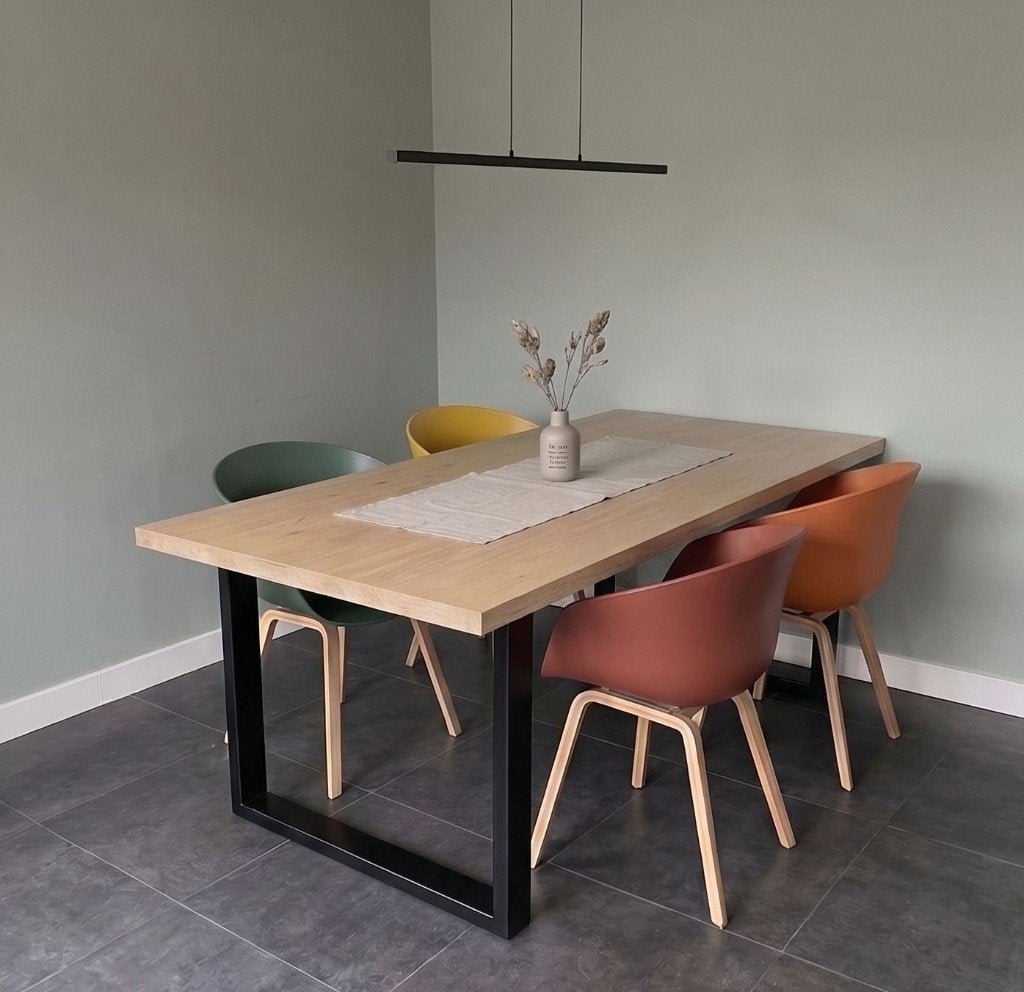 Eettafel met stoelen - 200x100 cm, Ophalen, Gebruikt, 100 tot 150 cm, 200 cm of meer