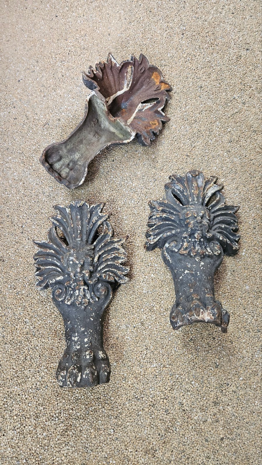 Set van 3 Antieke Gietijzeren Decoratieve Ornamenten, Ophalen of Verzenden