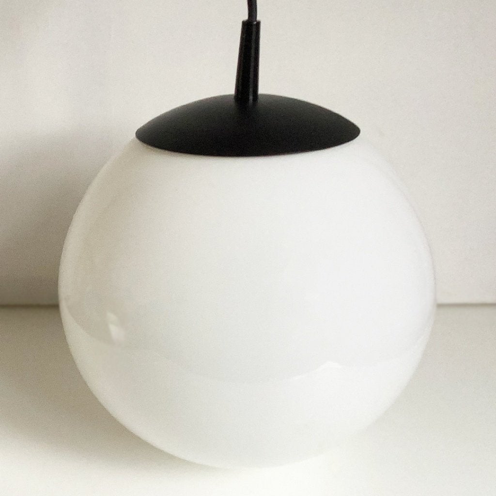 Vintage Woja globe space age plafondlamp lamp hanglamp 70’s, Glas, Verzenden, Zo goed als nieuw, Minder dan 50 cm