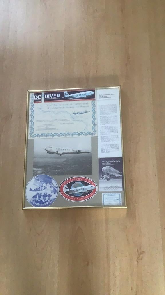 KLM De UIVER in lijst, Verzamelen, Ophalen, Zo goed als nieuw, Kaart, Foto of Prent