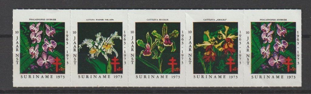 Suriname sluitzegels TBC bestrijding 1973, Ophalen of Verzenden, Postfris