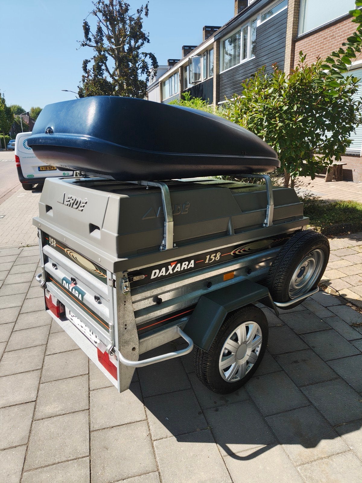 Daxara 158 aanhangwagen met dakkoffer en disselbak, Ophalen, Gebruikt