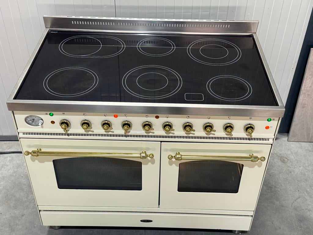 Boretti Fornuis met Keramische Kookplaat en Dubbele Oven, Bella, Hete lucht, 60 cm of meer, Keramisch