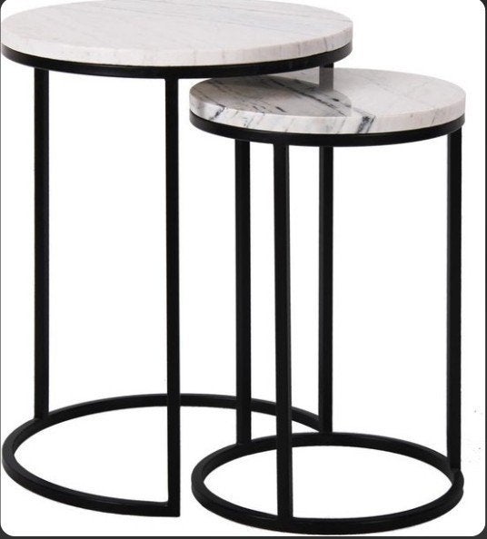 Richmond Interiors Lexington bijzettafel — White — set van 2, Huis en Inrichting, Tafels | Bijzettafels, Minder dan 55 cm, Metaal of Aluminium