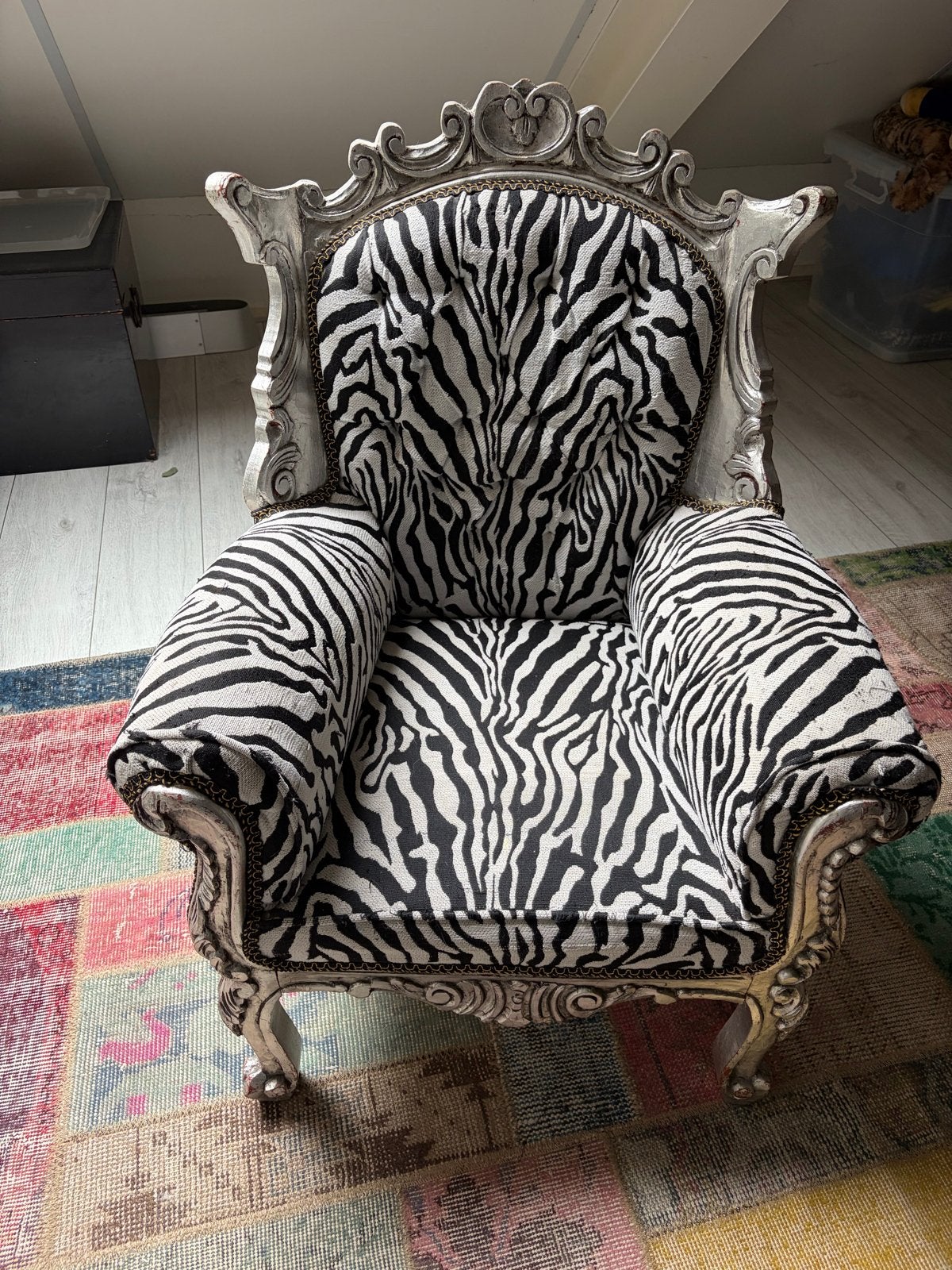 Kinderstoel in Barok stijl met zebraprint, Ophalen, Gebruikt