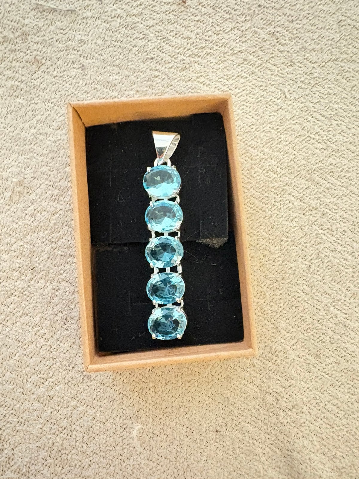 Aquamarijn blauwe zilver 925 ketting hanger Pendant ab, Sieraden, Tassen en Uiterlijk, Kettinghangers, Ophalen of Verzenden, Nieuw