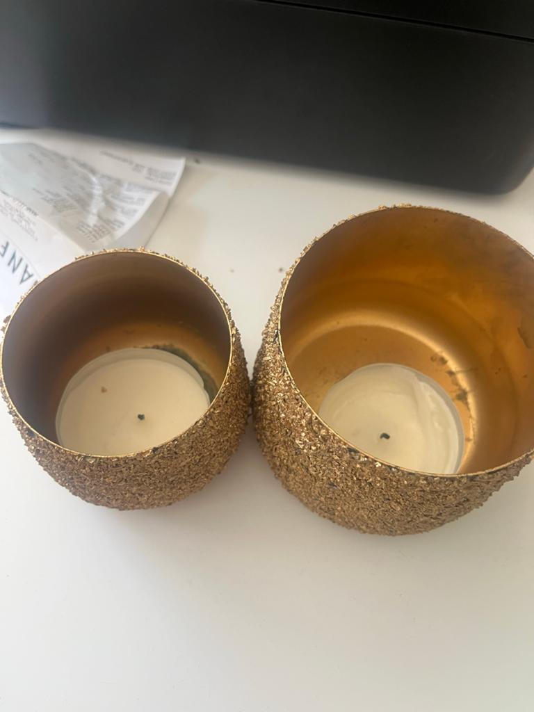 Gouden waxinelichthouders - Gratis af te halen, Ophalen, Gebruikt, Overige kleuren, Goud