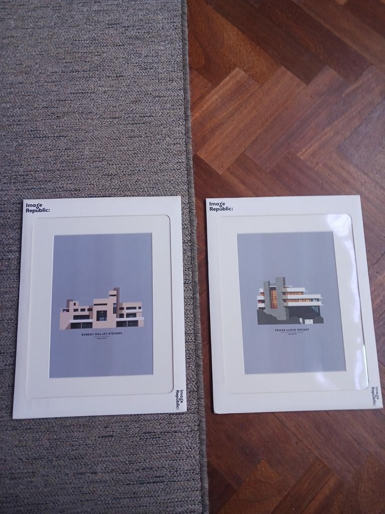 Set van 2 architectuur prints: Mallet-Stevens & F.L. Wright, Ophalen of Verzenden