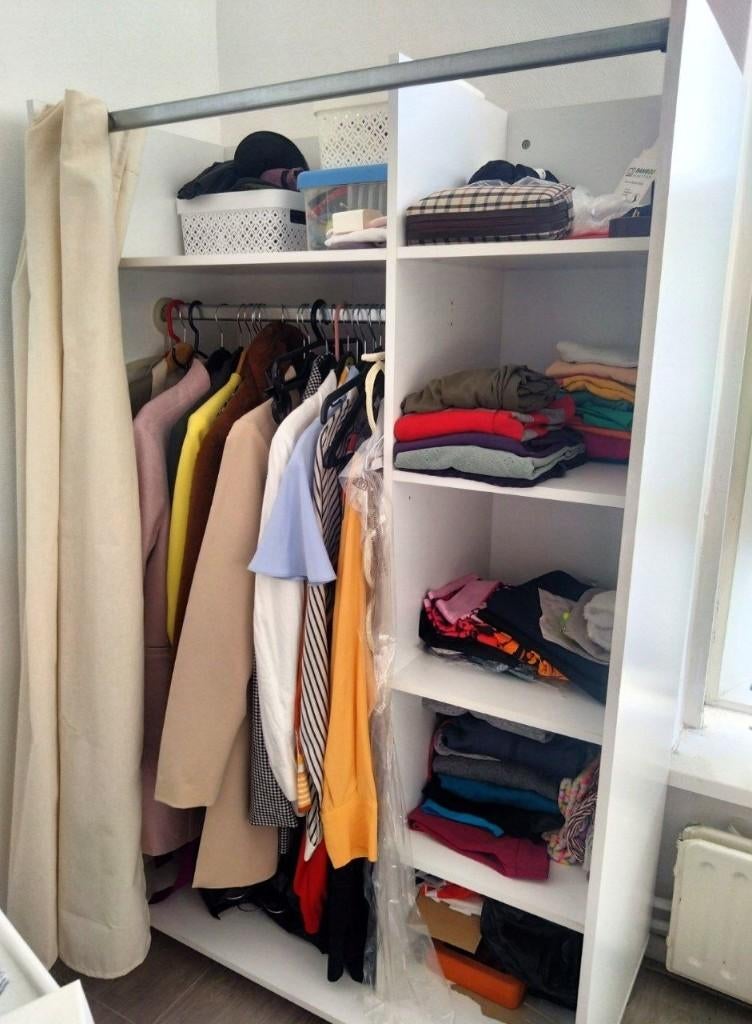 Garderobekast op wielen | Wit, Huis en Inrichting, Kasten | Kledingkasten, Ophalen, Overige materialen, 50 tot 100 cm, Zo goed als nieuw