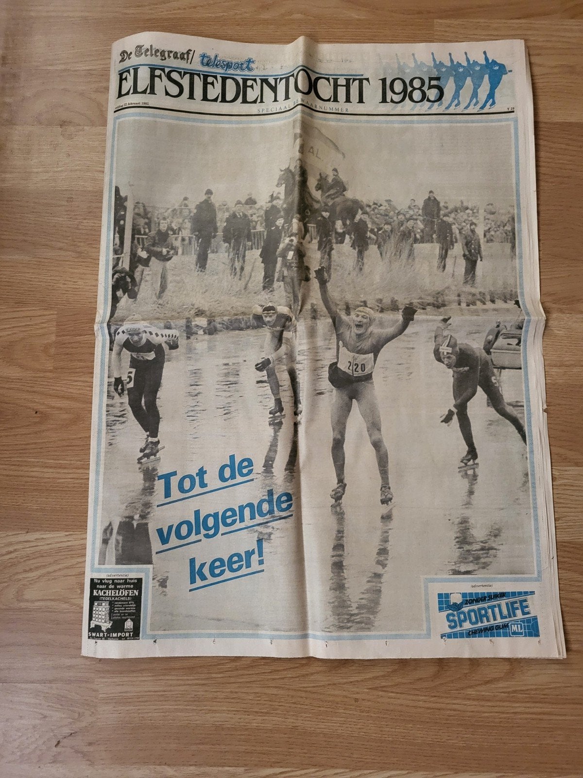 Oude krant 1985 van de elf steden tocht, Ophalen of Verzenden, 1980 tot heden, Krant