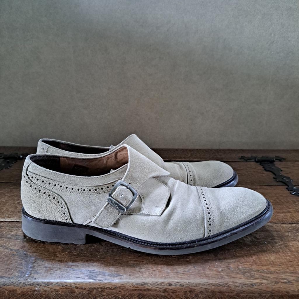 beige suede gespschoenen mt. 45, Ophalen, Overige kleuren, Paulo Bellini, Gespschoenen