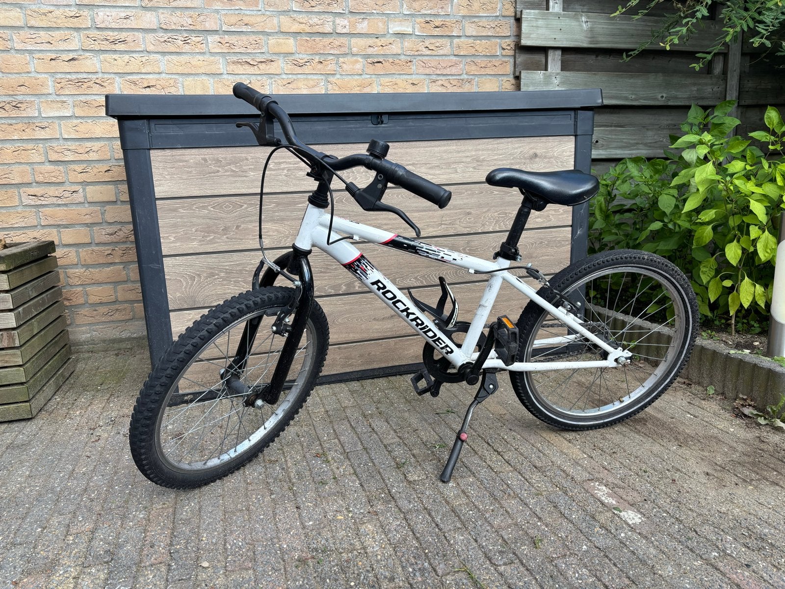 Rockrider kinderfiets 20 inch, wit, gebruikt, Ophalen, Gebruikt, Velgrem, 20 inch of meer