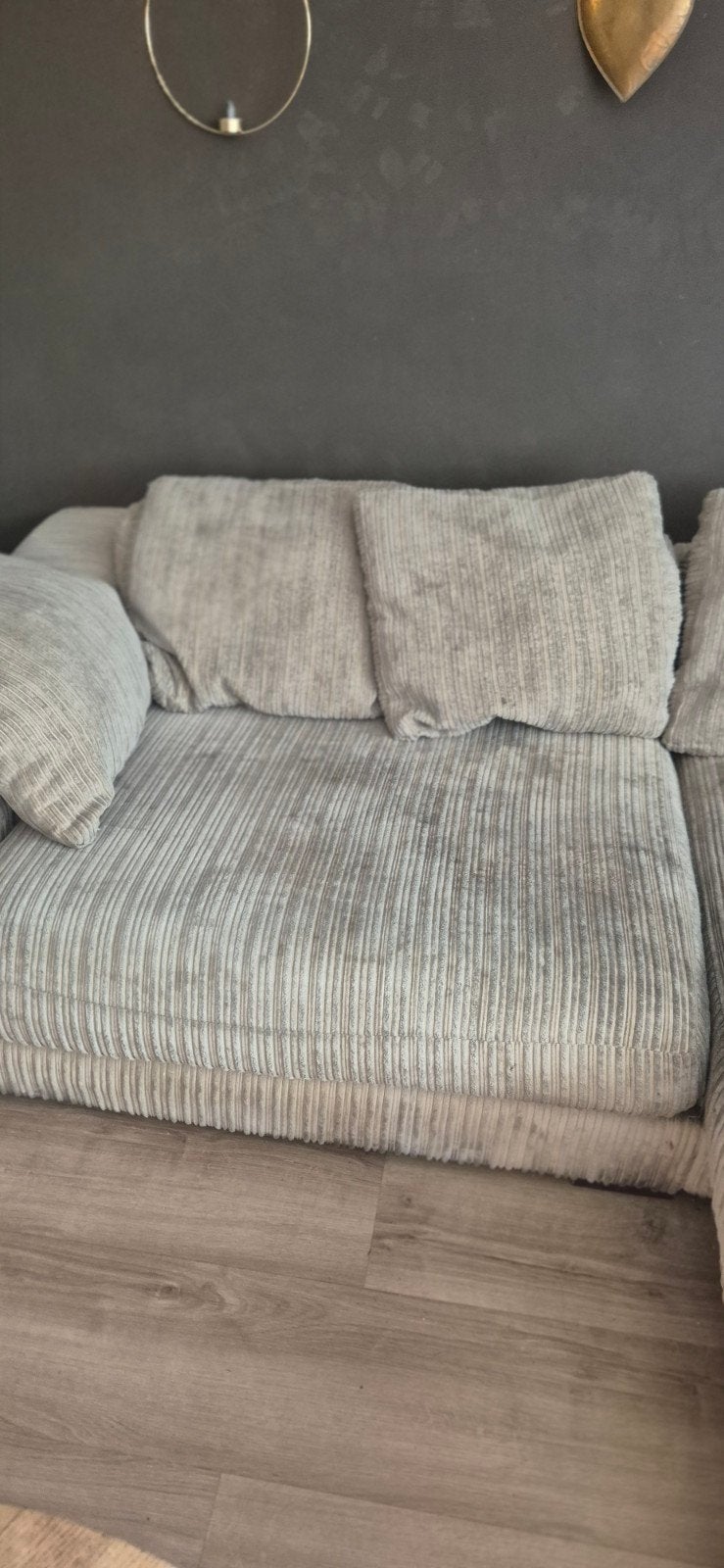Comfortabele Hoekbank - Beige Ribstof, Ophalen, Modern, Comfortabel, Gebruikt, Hoekbank
