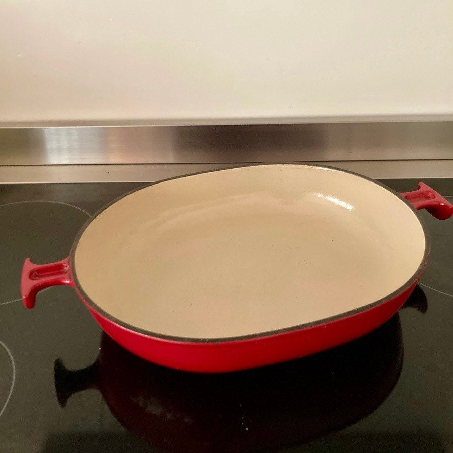 Gietijzeren Le Creuset ovenschaal Enzo Mari, Gietijzer, Overige typen, Ophalen of Verzenden, Zo goed als nieuw