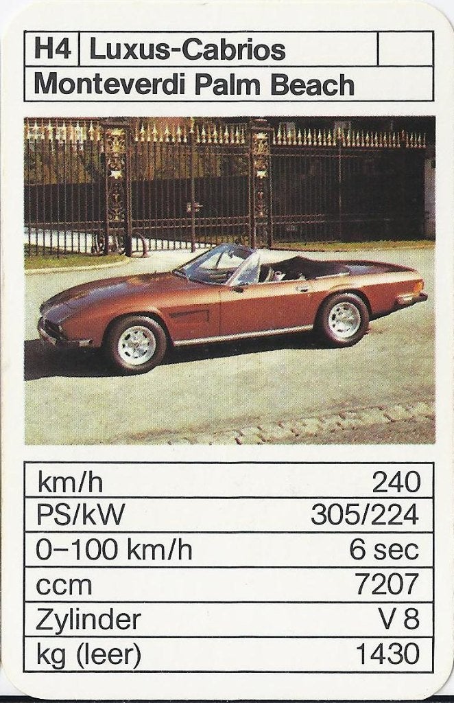 W1507 autokaartje h4 monteverdi palm beach, Ophalen of Verzenden, Zo goed als nieuw, Auto's