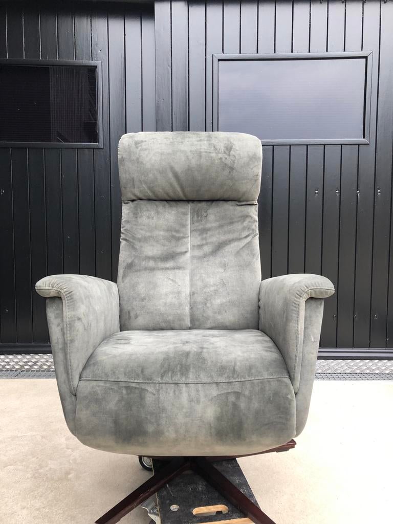 PROMINENT Draai Sta-op Fauteuil Grijze Stof zgan, Huis en Inrichting, Fauteuils, Ophalen, Gebruikt, Stof, 75 tot 100 cm