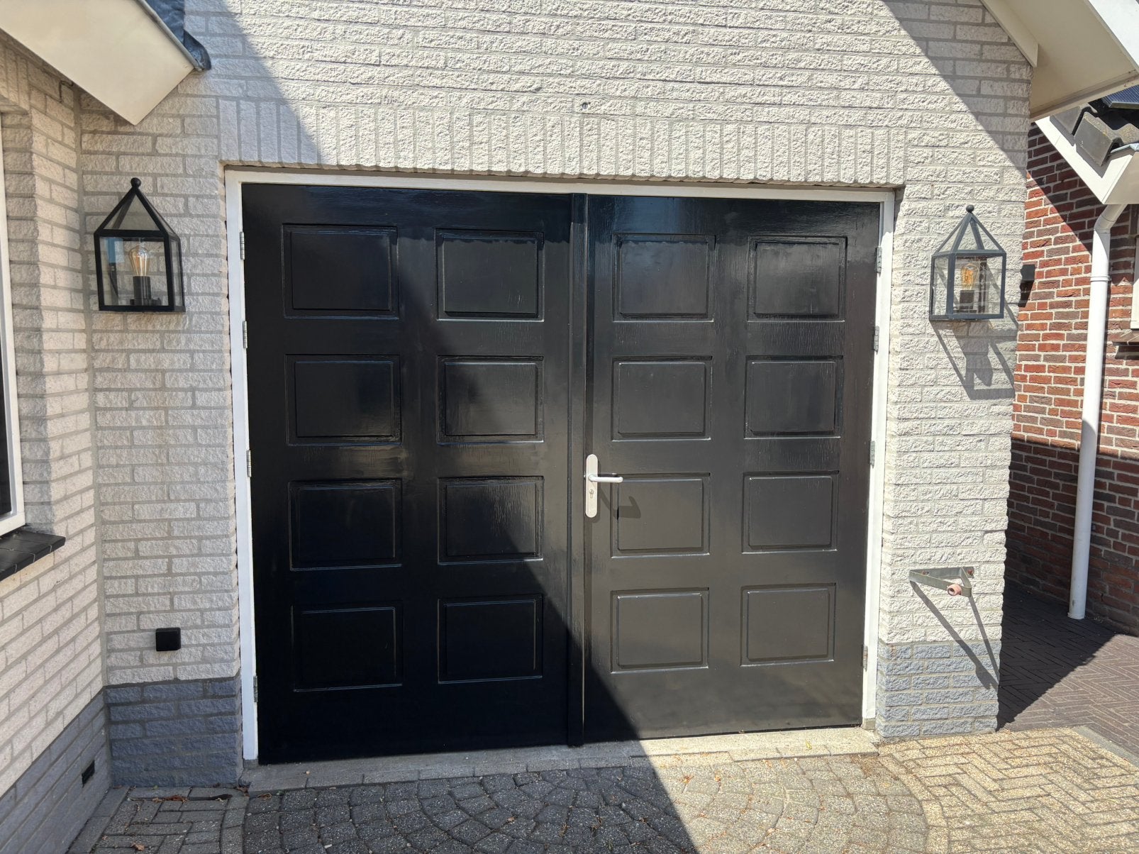Garagedeuren (openslaand), Ophalen, Gebruikt, Hout