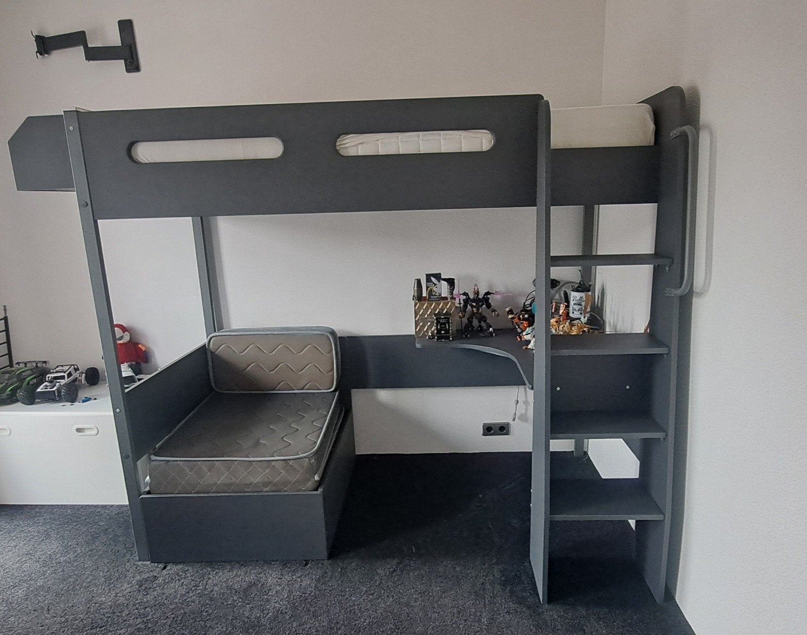 Hoogslaper inclusief schoon matras + extra logeerbed+bureau, Ophalen, Eenpersoons, Zo goed als nieuw, 90 cm