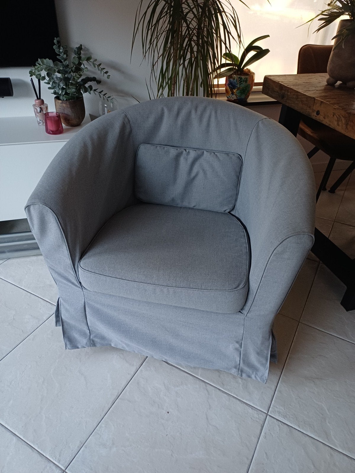 Ikea Tullsta fauteuil - Grijs, Ophalen, Modern, Comfortabel, Gebruikt, 75 tot 100 cm