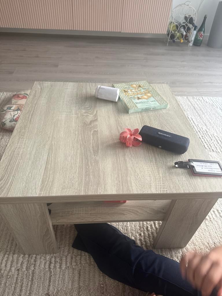 Moderne Salontafel - Licht Houtlook, Vierkant, Zo goed als nieuw, Minder dan 50 cm, Overige houtsoorten