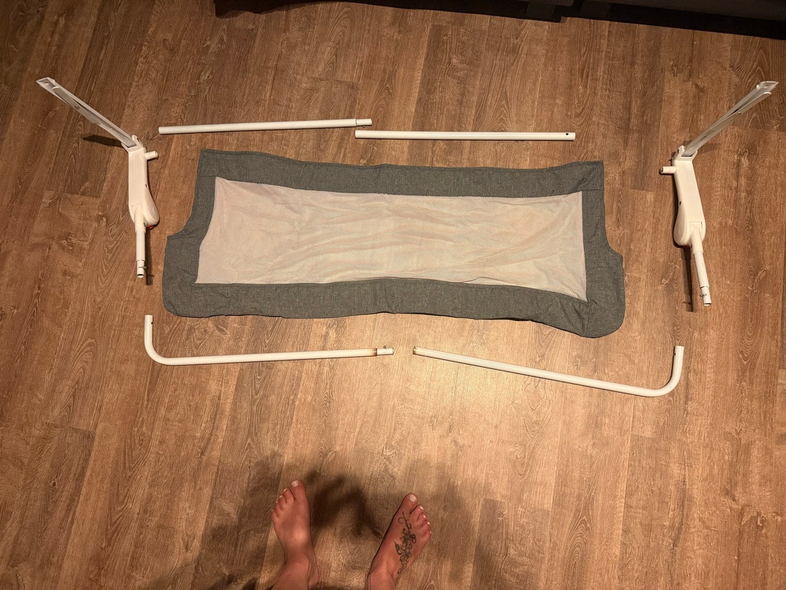Grijs anti-val bedhekje / reisbedhekje 42x110cm, Ophalen of Verzenden, Gebruikt, Minder dan 140 cm, 100 cm of meer