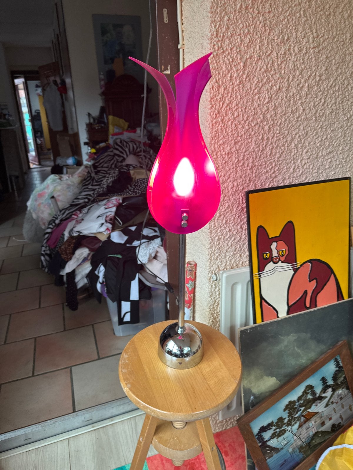 Zifir Lale Tulip Tafellamp - Roze/Paars Design, Ophalen, Gebruikt, Overige merken, Paars