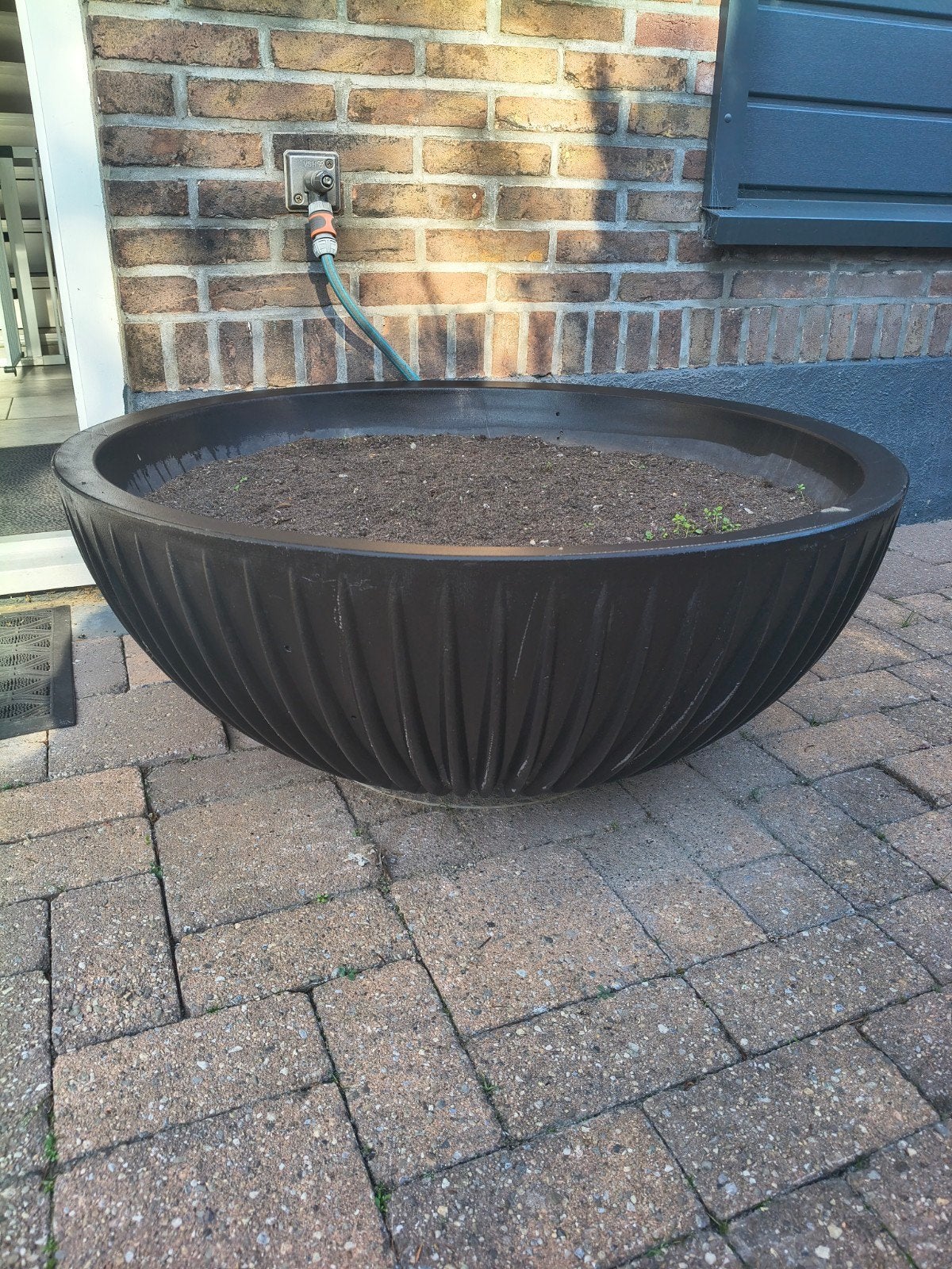 Grote antraciet plantenbak voor buiten rond 90cm, Kunststof, Gebruikt, 40 cm of meer, Rond