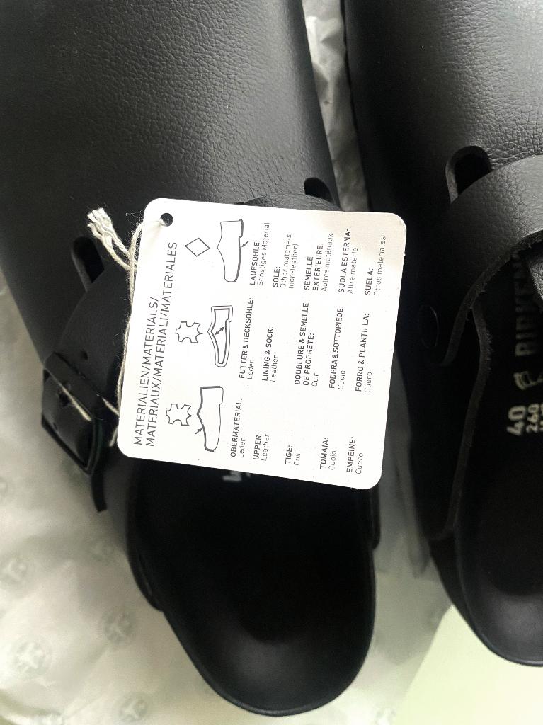 Birkenstock BOSTON, natuurleer met zwart voedbed!, Zwart, Nieuw, Birkenstock, Sandalen of Muiltjes