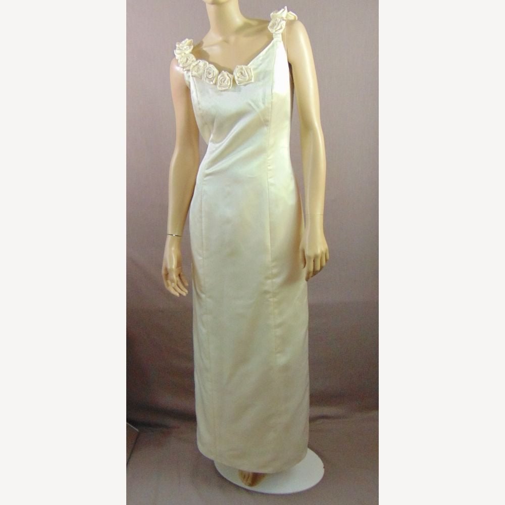 Vintage bohemian crème trouwjurk met rozen maat S, Trouwjurk, Verzenden, Beige, Zo goed als nieuw
