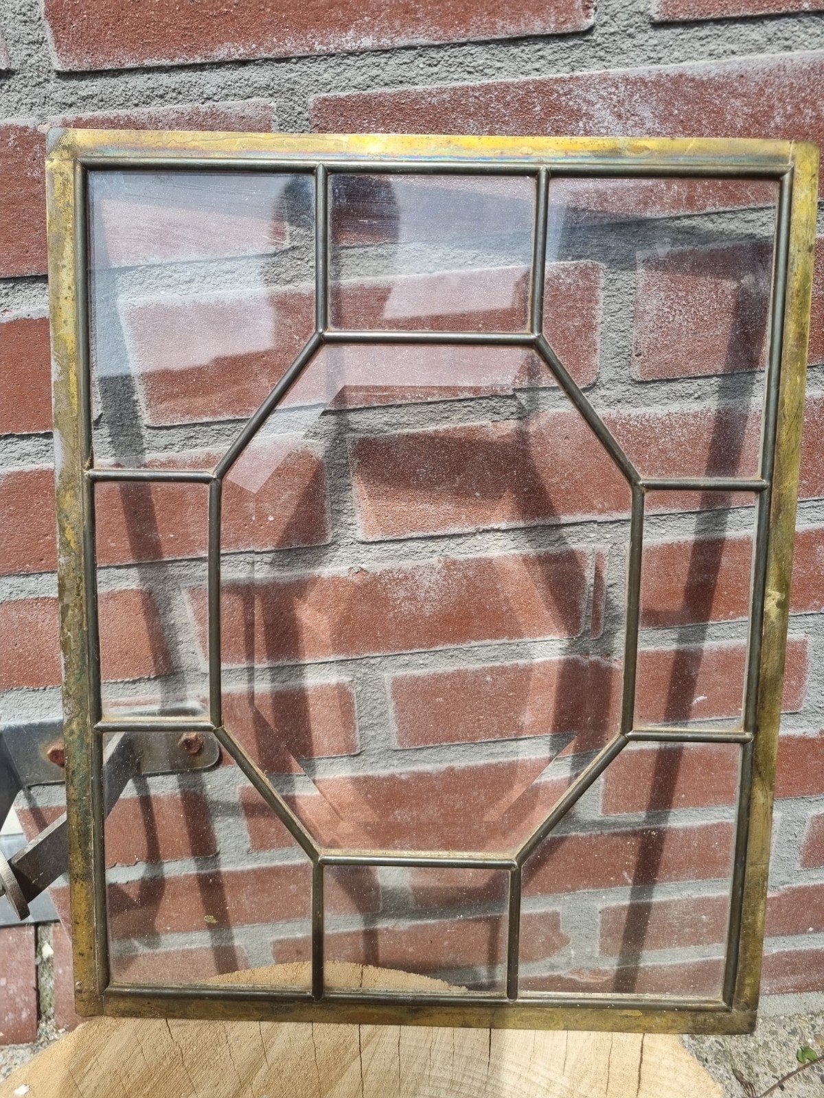Glas in lood raam 32,5 x 26 cm met geslepen glas, Ophalen of Verzenden