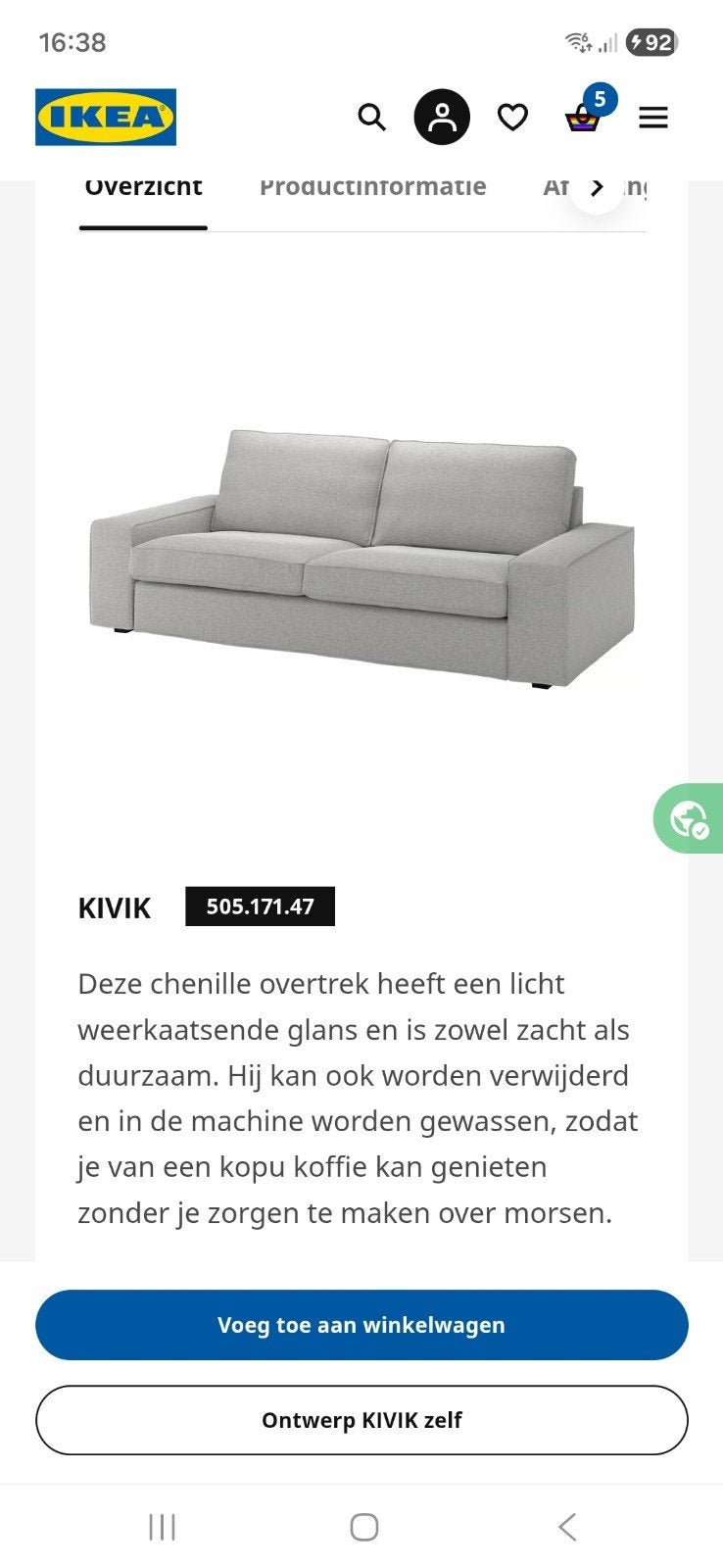 HOEZEN voor de IKEA KIVIK 3-zitsbank en bijbehorende poef, Ophalen, Gebruikt, Driepersoons, 75 tot 100 cm