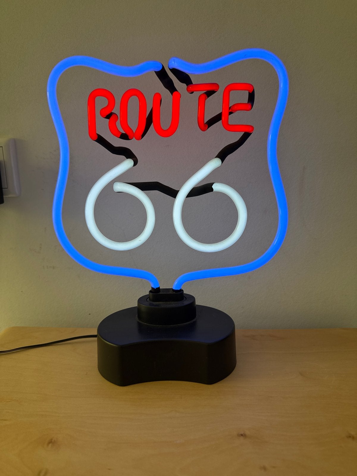 Route 66 Neon Tafellamp - ECHT GLAS - Authentieke Eyecatcher, Ophalen of Verzenden, Gebruikt
