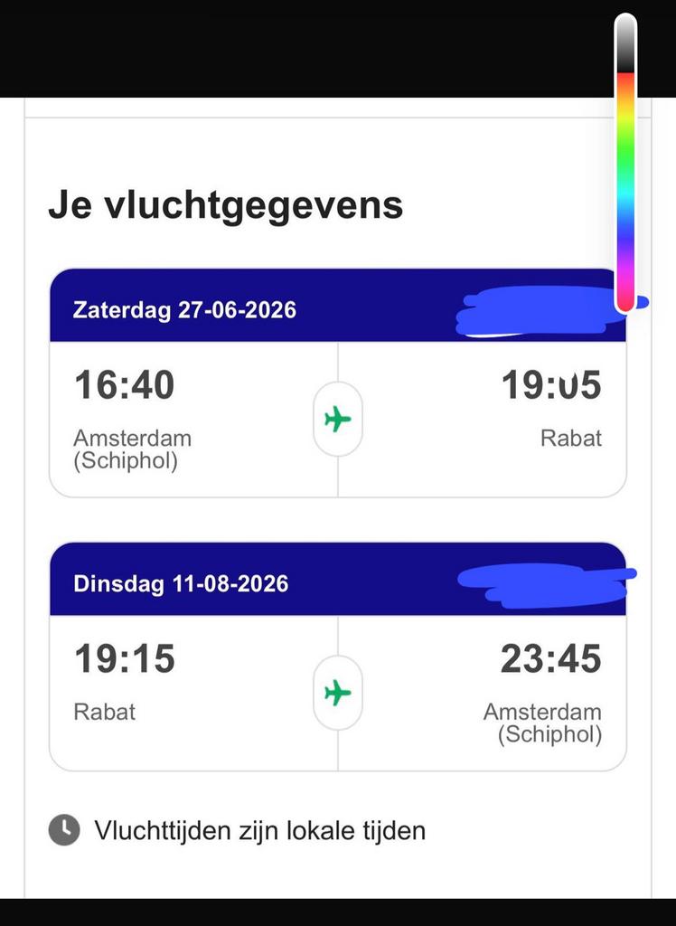 3 vliegtickets Amsterdam Schiphol - marokko Rabat, Twee personen, Vliegtuig, Met bestemming of datum