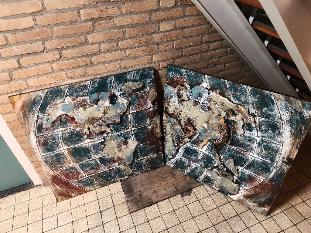 Kunstwerk/schilderij de wereld, Ophalen, Overig onderwerp, 3D-effect, Gemengde techniek