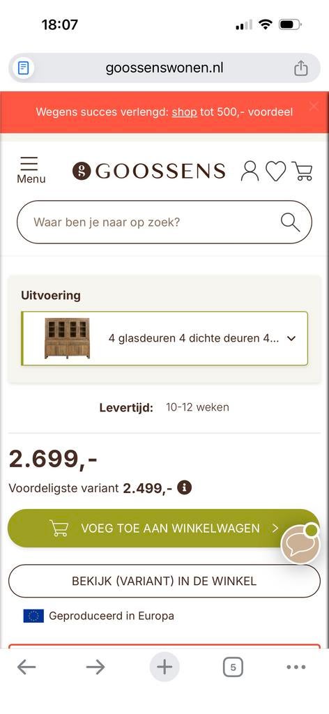 Goossens kast, zo goed als nieuw, i.v.m. verbouwing, Ophalen, 200 cm of meer, Zo goed als nieuw, Met lade(s)