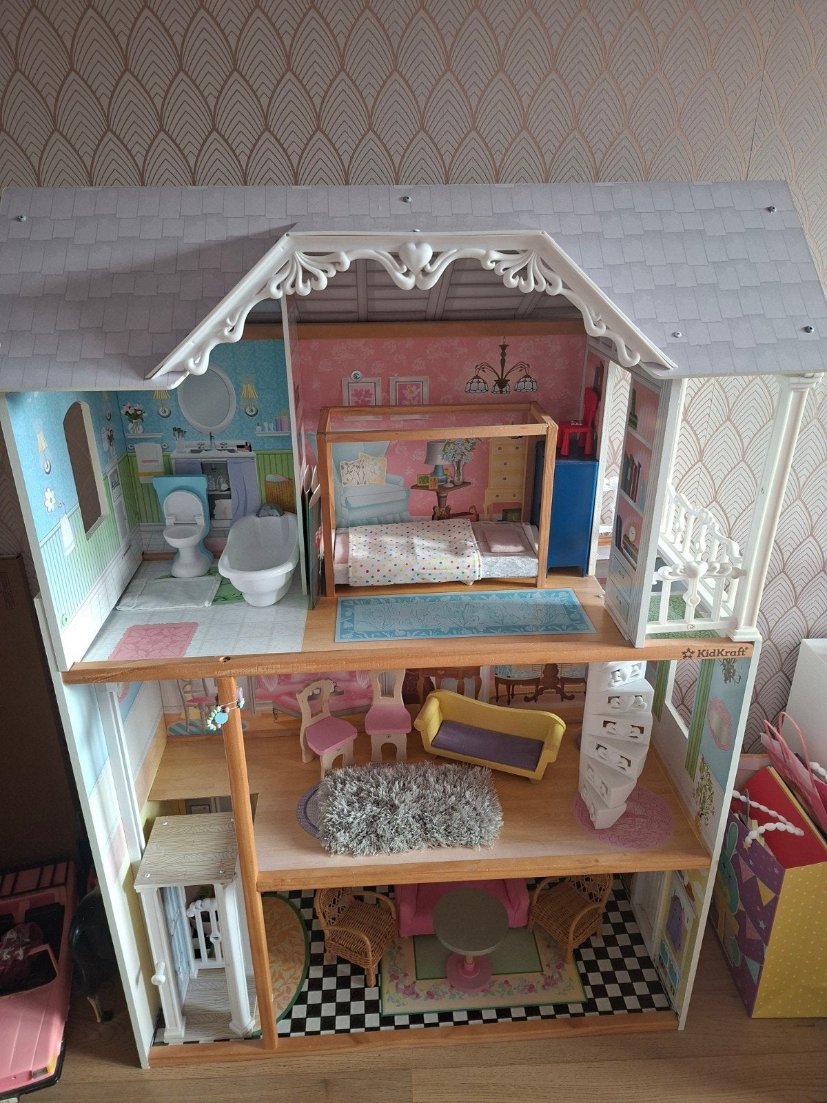 Groot KidKraft Houten Poppenhuis met Meubels, Ophalen, Gebruikt, Poppenhuis
