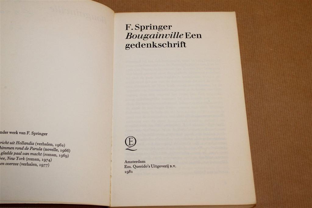 Bougainville — F. Springer, Gedenkschrift 1981, Ophalen of Verzenden, Gelezen