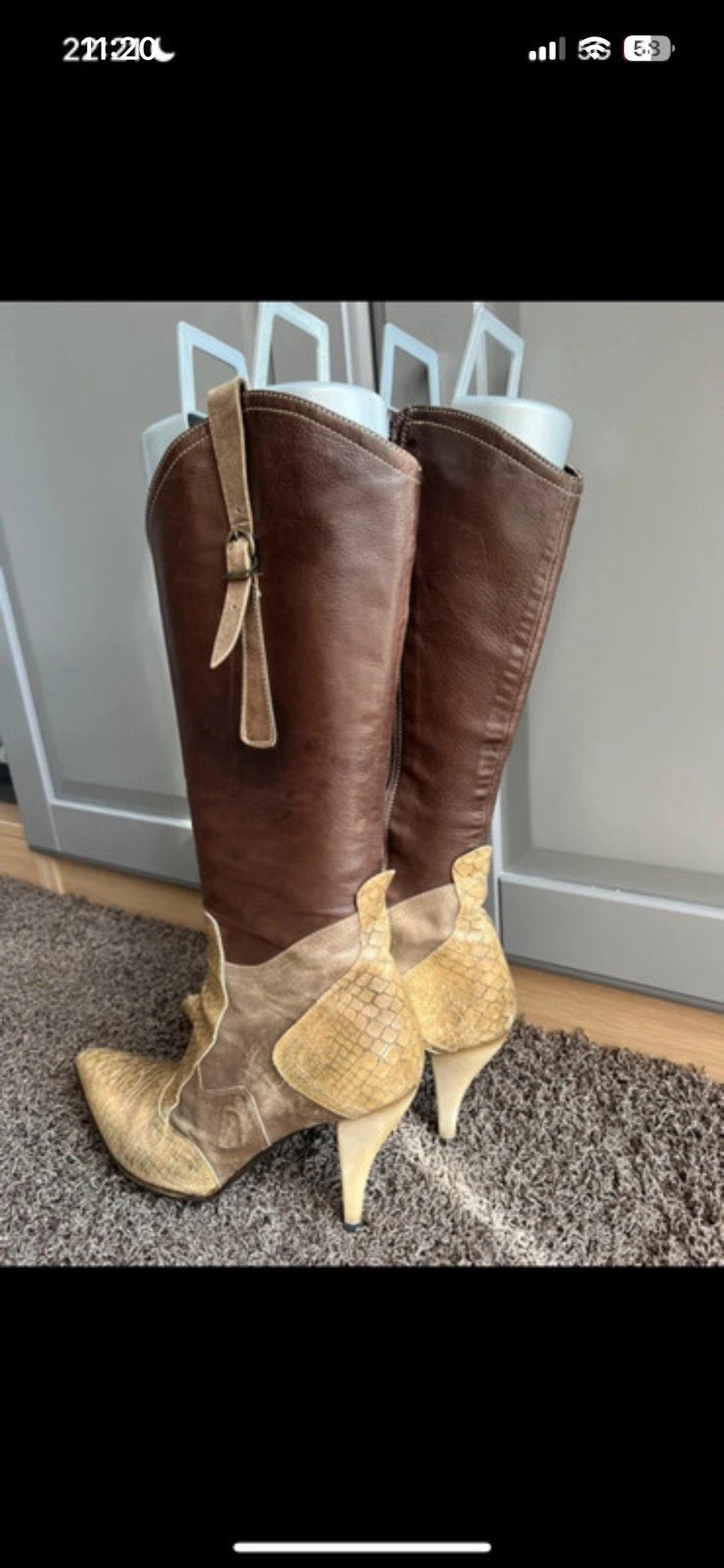 Leren Cowboy laarzen maat 38,5 (39) uniek!, Ophalen of Verzenden, Gedragen, Zwart, Hoge laarzen