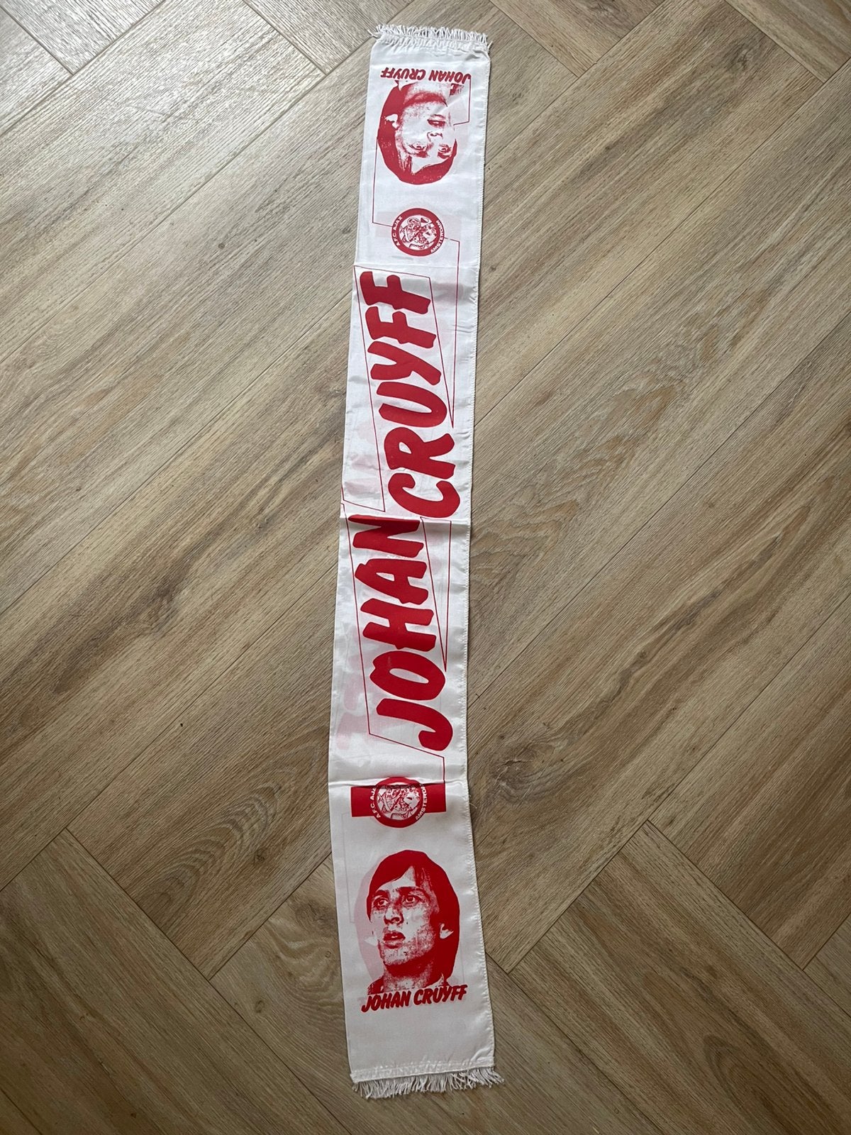 Vintage jaren 70 80 johan Cruijff ajax voetbal sjaal vaan, Ophalen of Verzenden, Zo goed als nieuw, Ajax, Vaantje of Sjaal