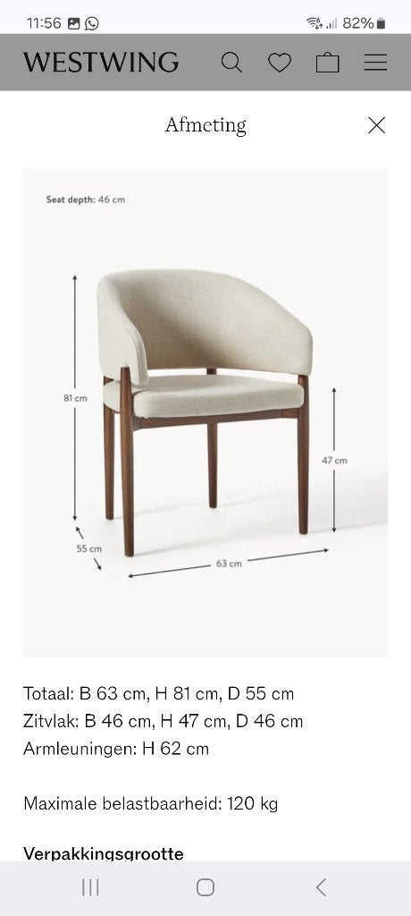 Te koop aangeboden:  4 eetkamerstoelen, Huis en Inrichting, Ophalen, Wit, Zo goed als nieuw, Vier