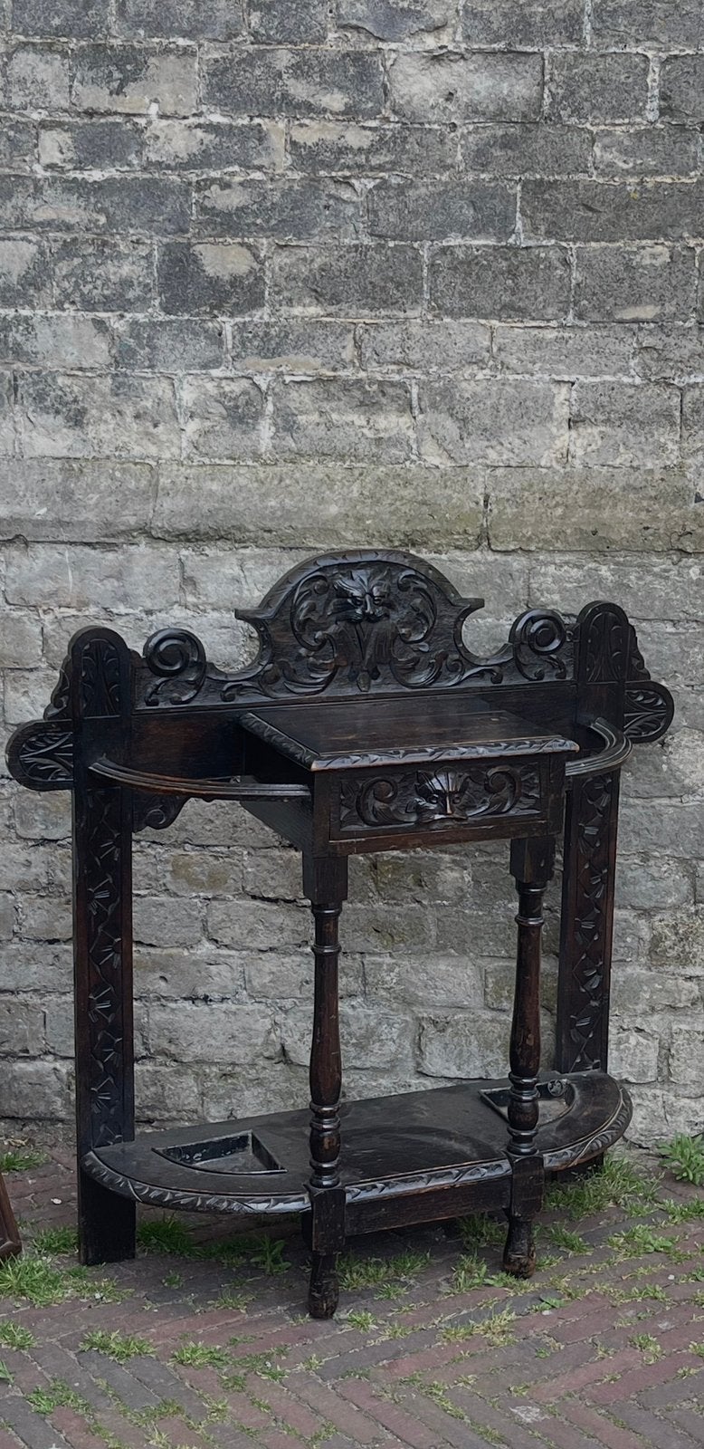 antieke haltafel Gothic paraplubak/wandelstok houder Schots, Ophalen, Gebruikt, Hout