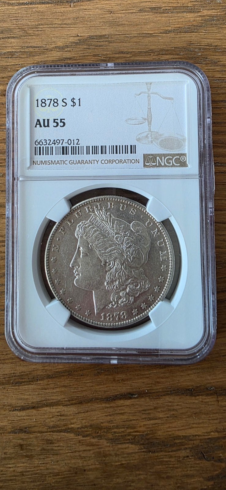 1878 Morgan Dollar in AU55 Slab, Ophalen, Noord-Amerika