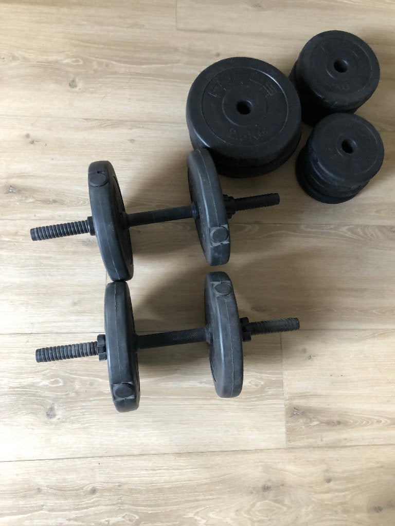Dumbellset 30 kg - kunstof, Ophalen, Zo goed als nieuw, Buik, Dumbbell